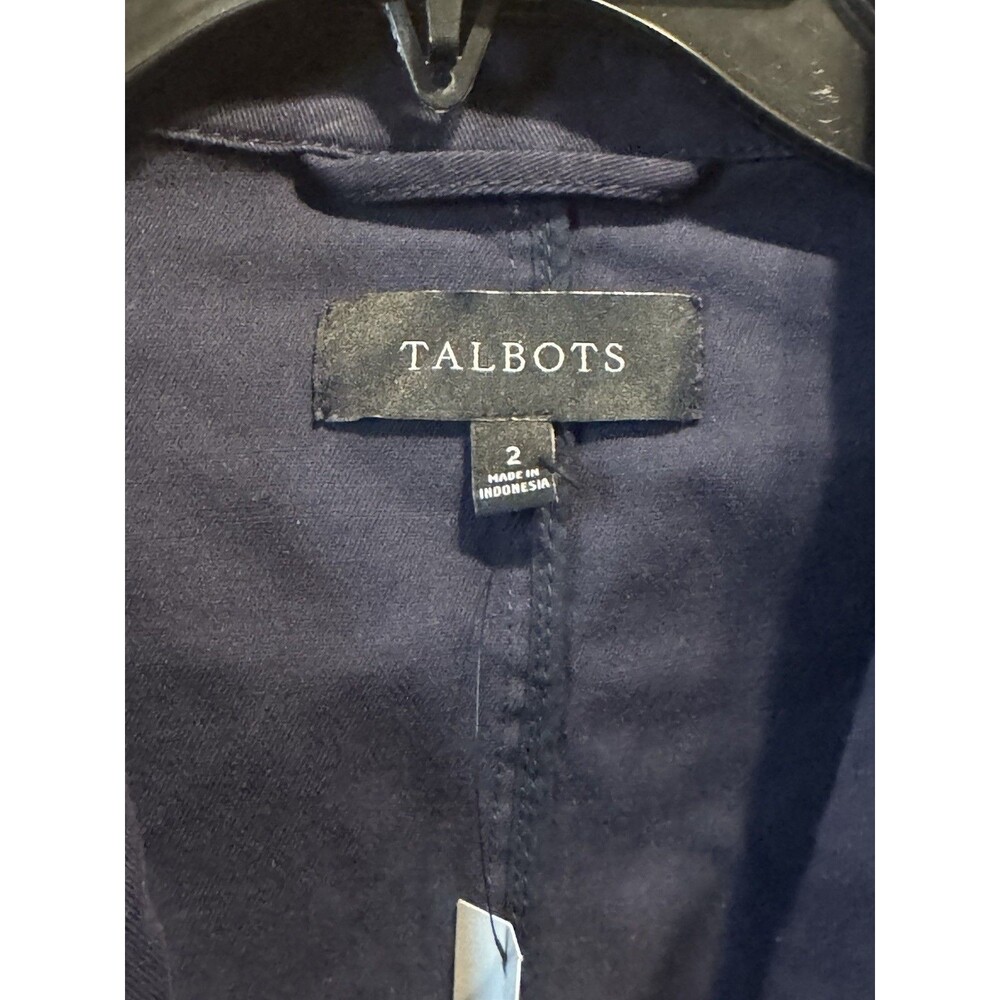 Talbots Blazer Jacket Sz 2 Navy Blue Two Button Flap Pocket Office Siren Work - Picture 9 of 14